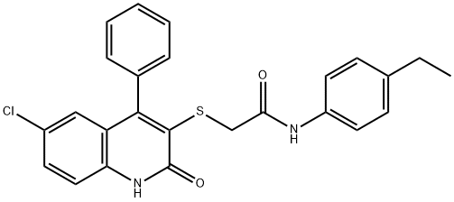2-[(6-chloro-2-oxo-4-phenyl-1,2-dihydro-3-quinolinyl)sulfanyl]-N-(4-ethylphenyl)acetamide 化学構造式