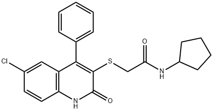 2-[(6-chloro-2-oxo-4-phenyl-1,2-dihydro-3-quinolinyl)sulfanyl]-N-cyclopentylacetamide,517868-52-9,结构式