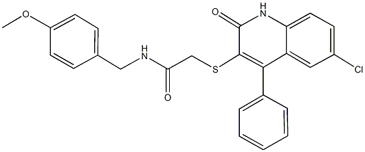 2-[(6-chloro-2-oxo-4-phenyl-1,2-dihydro-3-quinolinyl)sulfanyl]-N-(4-methoxybenzyl)acetamide|