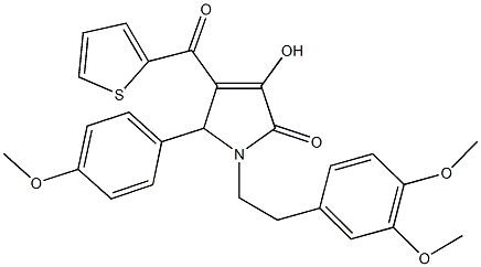 1-[2-(3,4-dimethoxyphenyl)ethyl]-3-hydroxy-5-(4-methoxyphenyl)-4-(2-thienylcarbonyl)-1,5-dihydro-2H-pyrrol-2-one Struktur