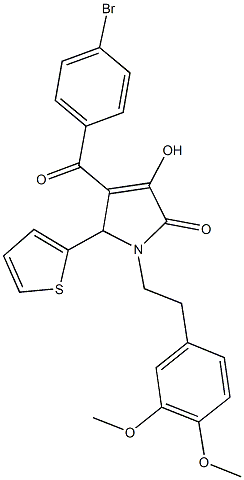 4-(4-bromobenzoyl)-1-[2-(3,4-dimethoxyphenyl)ethyl]-3-hydroxy-5-(2-thienyl)-1,5-dihydro-2H-pyrrol-2-one,517871-49-7,结构式