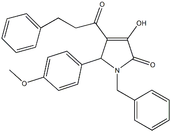 1-benzyl-3-hydroxy-5-(4-methoxyphenyl)-4-(3-phenylpropanoyl)-1,5-dihydro-2H-pyrrol-2-one 化学構造式