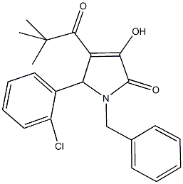 1-benzyl-5-(2-chlorophenyl)-4-(2,2-dimethylpropanoyl)-3-hydroxy-1,5-dihydro-2H-pyrrol-2-one 化学構造式