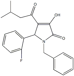 1-benzyl-5-(2-fluorophenyl)-3-hydroxy-4-(3-methylbutanoyl)-1,5-dihydro-2H-pyrrol-2-one 结构式