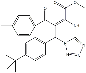 methyl 7-(4-tert-butylphenyl)-6-(4-methylbenzoyl)-4,7-dihydrotetraazolo[1,5-a]pyrimidine-5-carboxylate,517889-71-3,结构式
