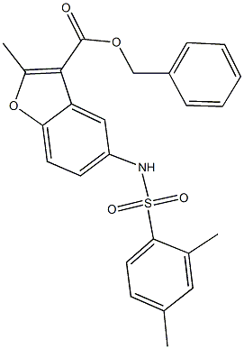 benzyl 5-{[(2,4-dimethylphenyl)sulfonyl]amino}-2-methyl-1-benzofuran-3-carboxylate,518032-81-0,结构式