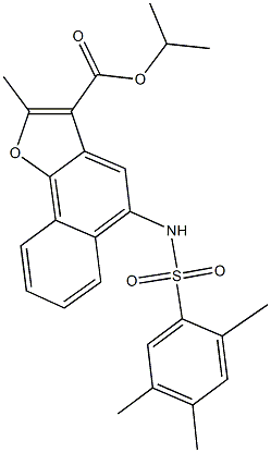 isopropyl 2-methyl-5-{[(2,4,5-trimethylphenyl)sulfonyl]amino}naphtho[1,2-b]furan-3-carboxylate Struktur