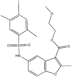 2-methoxyethyl 2-methyl-5-{[(2,4,5-trimethylphenyl)sulfonyl]amino}-1-benzofuran-3-carboxylate Structure