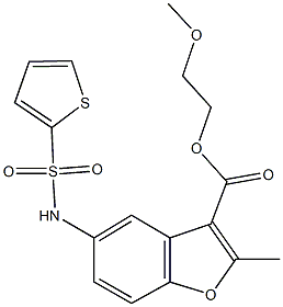 2-methoxyethyl 2-methyl-5-[(2-thienylsulfonyl)amino]-1-benzofuran-3-carboxylate Structure