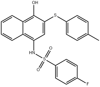 4-fluoro-N-{4-hydroxy-3-[(4-methylphenyl)sulfanyl]-1-naphthyl}benzenesulfonamide|