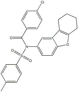 N-(4-chlorobenzoyl)-4-methyl-N-(6,7,8,9-tetrahydrodibenzo[b,d]furan-2-yl)benzenesulfonamide,518303-97-4,结构式