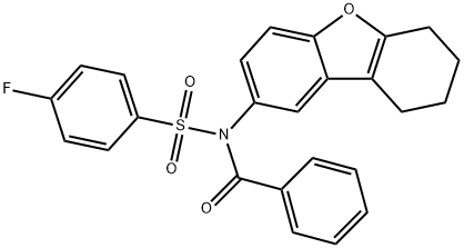 N-benzoyl-4-fluoro-N-(6,7,8,9-tetrahydrodibenzo[b,d]furan-2-yl)benzenesulfonamide Structure