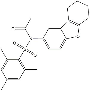 N-acetyl-2,4,6-trimethyl-N-(6,7,8,9-tetrahydrodibenzo[b,d]furan-2-yl)benzenesulfonamide Struktur