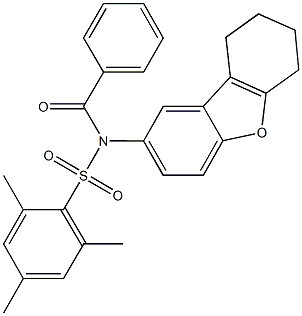N-benzoyl-2,4,6-trimethyl-N-(6,7,8,9-tetrahydrodibenzo[b,d]furan-2-yl)benzenesulfonamide Struktur