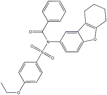 N-benzoyl-4-ethoxy-N-(6,7,8,9-tetrahydrodibenzo[b,d]furan-2-yl)benzenesulfonamide 化学構造式