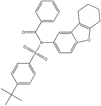 N-benzoyl-4-tert-butyl-N-(6,7,8,9-tetrahydrodibenzo[b,d]furan-2-yl)benzenesulfonamide Structure