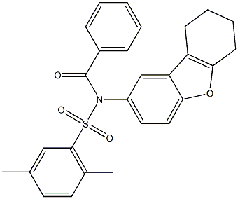 N-benzoyl-2,5-dimethyl-N-(6,7,8,9-tetrahydrodibenzo[b,d]furan-2-yl)benzenesulfonamide Struktur