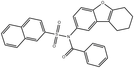 N-benzoyl-N-(6,7,8,9-tetrahydrodibenzo[b,d]furan-2-yl)-2-naphthalenesulfonamide 化学構造式