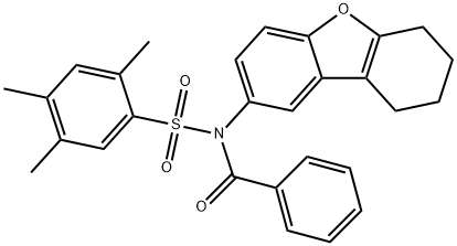 N-benzoyl-2,4,5-trimethyl-N-(6,7,8,9-tetrahydrodibenzo[b,d]furan-2-yl)benzenesulfonamide 结构式