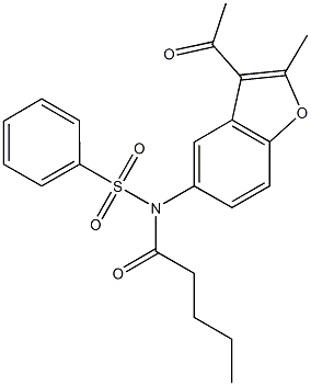 N-(3-acetyl-2-methyl-1-benzofuran-5-yl)-N-pentanoylbenzenesulfonamide 结构式