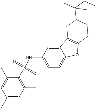 2,4,6-trimethyl-N-(8-tert-pentyl-6,7,8,9-tetrahydrodibenzo[b,d]furan-2-yl)benzenesulfonamide 结构式