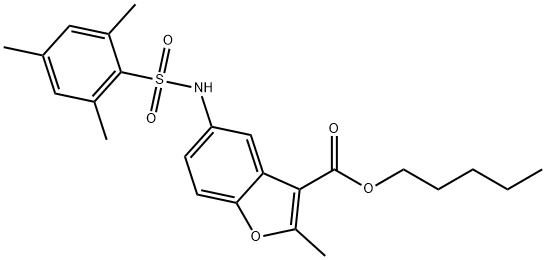 pentyl 5-[(mesitylsulfonyl)amino]-2-methyl-1-benzofuran-3-carboxylate 化学構造式