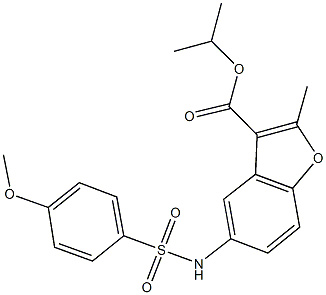isopropyl 5-{[(4-methoxyphenyl)sulfonyl]amino}-2-methyl-1-benzofuran-3-carboxylate 化学構造式