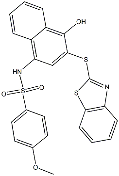 N-[3-(1,3-benzothiazol-2-ylsulfanyl)-4-hydroxy-1-naphthyl]-4-methoxybenzenesulfonamide Structure