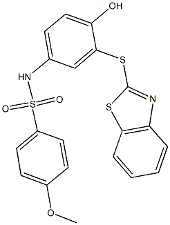 N-[3-(1,3-benzothiazol-2-ylsulfanyl)-4-hydroxyphenyl]-4-methoxybenzenesulfonamide 结构式
