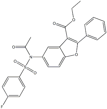 ethyl 5-{acetyl[(4-fluorophenyl)sulfonyl]amino}-2-phenyl-1-benzofuran-3-carboxylate,518319-29-4,结构式