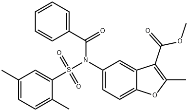 methyl 5-{benzoyl[(2,5-dimethylphenyl)sulfonyl]amino}-2-methyl-1-benzofuran-3-carboxylate Structure