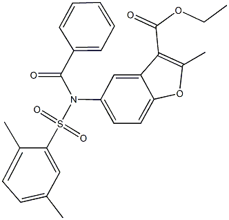 ethyl 5-{benzoyl[(2,5-dimethylphenyl)sulfonyl]amino}-2-methyl-1-benzofuran-3-carboxylate Struktur