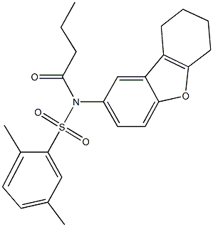 N-butyryl-2,5-dimethyl-N-(6,7,8,9-tetrahydrodibenzo[b,d]furan-2-yl)benzenesulfonamide,518320-75-7,结构式