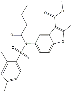 methyl 5-{butyryl[(2,4-dimethylphenyl)sulfonyl]amino}-2-methyl-1-benzofuran-3-carboxylate Structure