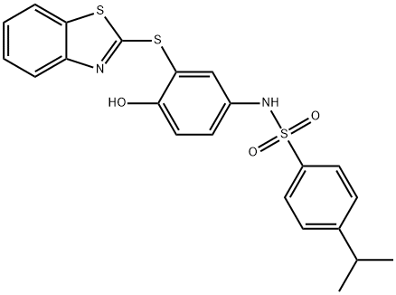 N-[3-(1,3-benzothiazol-2-ylsulfanyl)-4-hydroxyphenyl]-4-isopropylbenzenesulfonamide Struktur