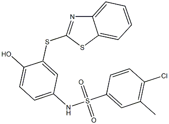 N-[3-(1,3-benzothiazol-2-ylsulfanyl)-4-hydroxyphenyl]-4-chloro-3-methylbenzenesulfonamide Struktur