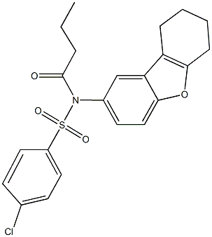 N-butyryl-4-chloro-N-(6,7,8,9-tetrahydrodibenzo[b,d]furan-2-yl)benzenesulfonamide 化学構造式
