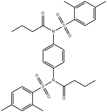 N-butyryl-N-(4-{butyryl[(2,4-dimethylphenyl)sulfonyl]amino}phenyl)-2,4-dimethylbenzenesulfonamide 化学構造式