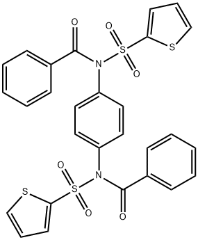N-benzoyl-N-{4-[benzoyl(2-thienylsulfonyl)amino]phenyl}-2-thiophenesulfonamide Structure