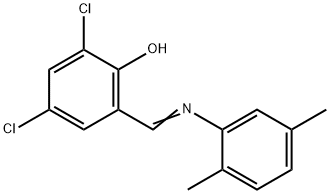 2,4-dichloro-6-{[(2,5-dimethylphenyl)imino]methyl}phenol 化学構造式