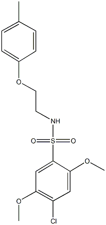 4-chloro-2,5-dimethoxy-N-[2-(4-methylphenoxy)ethyl]benzenesulfonamide 结构式