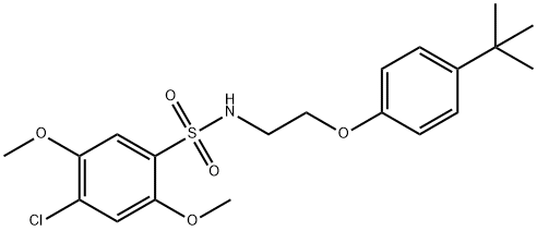 N-[2-(4-tert-butylphenoxy)ethyl]-4-chloro-2,5-dimethoxybenzenesulfonamide 化学構造式