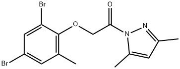 1-[(2,4-dibromo-6-methylphenoxy)acetyl]-3,5-dimethyl-1H-pyrazole|