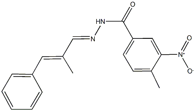 3-nitro-4-methyl-N'-(2-methyl-3-phenyl-2-propenylidene)benzohydrazide 结构式