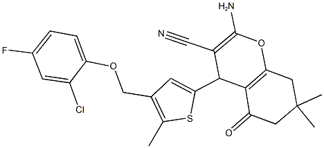 2-amino-4-{4-[(2-chloro-4-fluorophenoxy)methyl]-5-methyl-2-thienyl}-7,7-dimethyl-5-oxo-5,6,7,8-tetrahydro-4H-chromene-3-carbonitrile,519167-11-4,结构式