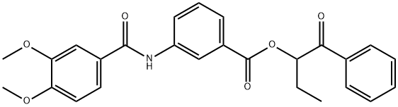 1-benzoylpropyl 3-[(3,4-dimethoxybenzoyl)amino]benzoate Struktur