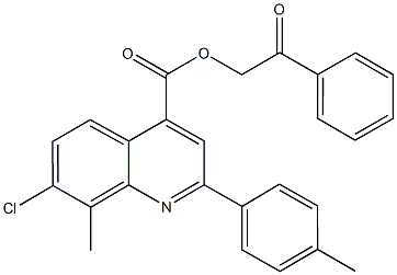 2-oxo-2-phenylethyl 7-chloro-8-methyl-2-(4-methylphenyl)-4-quinolinecarboxylate Structure