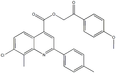 2-(4-methoxyphenyl)-2-oxoethyl 7-chloro-8-methyl-2-(4-methylphenyl)-4-quinolinecarboxylate 化学構造式