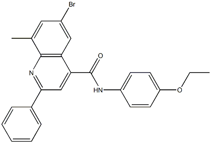 6-bromo-N-(4-ethoxyphenyl)-8-methyl-2-phenyl-4-quinolinecarboxamide 化学構造式