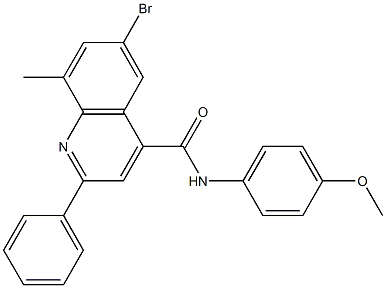 6-bromo-N-(4-methoxyphenyl)-8-methyl-2-phenyl-4-quinolinecarboxamide,521296-83-3,结构式
